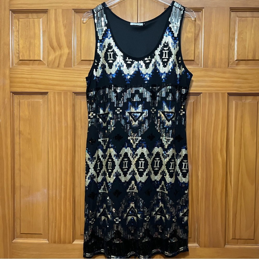 Style Black & Gold Sequined Dress Size XL